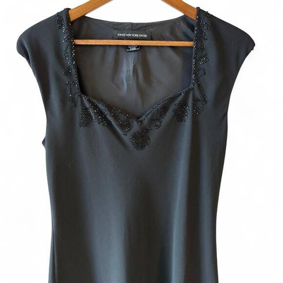 Jones New York Vintage Black Beaded Midi Dress – Size 10 - Picture 1 of 7